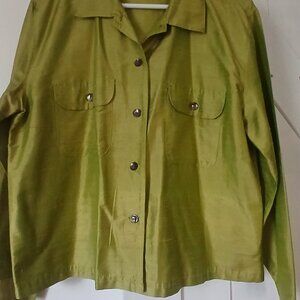 Chico's Design Silk Sage Green Blouse Size 2